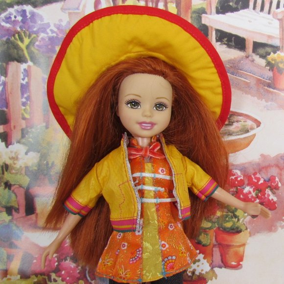 WEE 3 FRIENDS DOLL, REDHEAD LILA w DOG, DRESS, BOOTS, HAT, FLIP-FLOPS, LEGGINGS - Picture 2 of 7